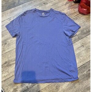 H&M Regular Fit Coupe Standard Mens Medium Plain Blue T shirt Short Sleeves